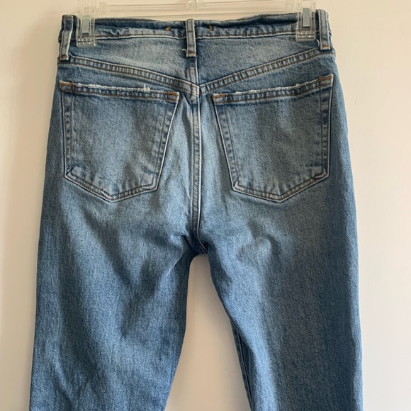 Free People We the Free Blue Distressed Knee/Hem High Waisted Skinny Jeans - Picture 4 of 7